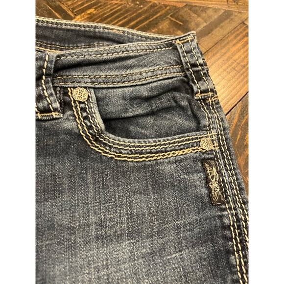 Silver Jeans Aiko Capri Women 33 Thick Stitch Y2K 90s Western Cowgirl Fringe - Picture 13 of 16